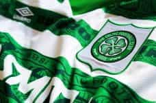 A green and white Celtic FC football shirt.