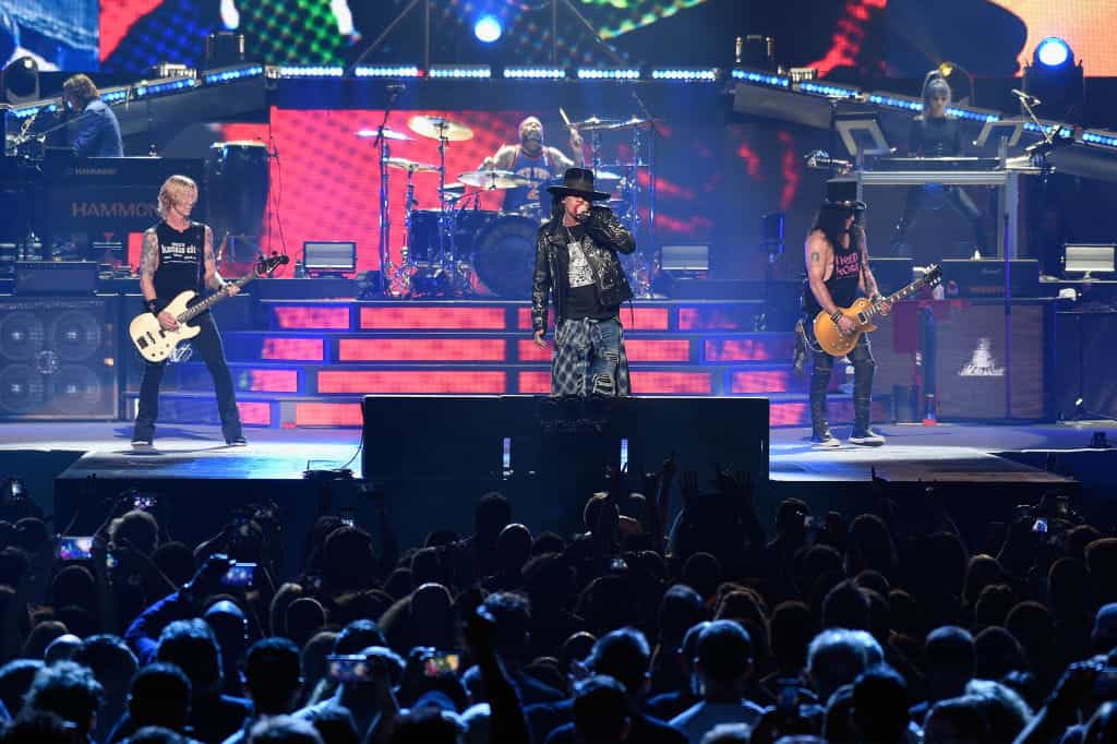 Guns N' Roses performing live at Madison Square Garden on October 11, 2017.