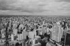 The city of São Paulo in black and white.