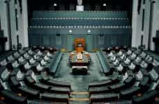 An empty parliamentary hall.