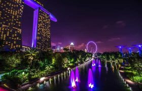 Marina Bay Sands nighttime on the water.