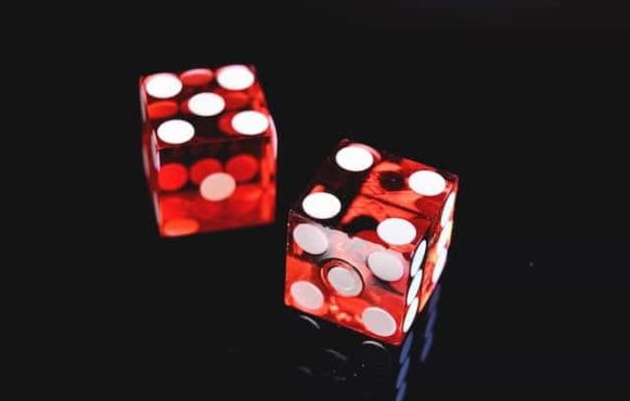 Two red dice.