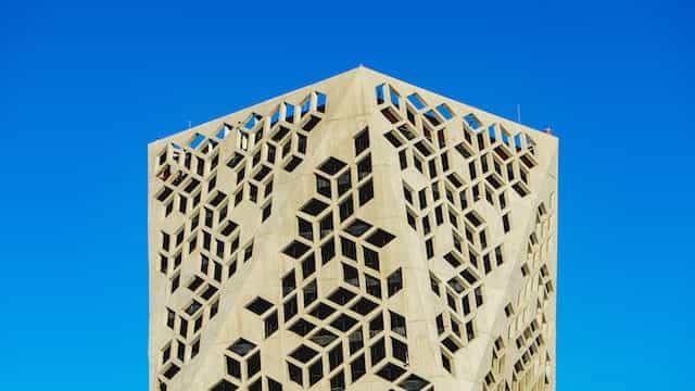 Bangunan beton modern di Cordoba, Argentina.