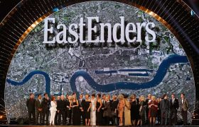 The EastEnders cast accept an award at the 2016 National Television Awards.