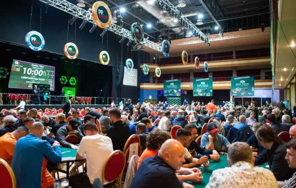 A busy poker room mid-tournament in Killarney, Ireland.