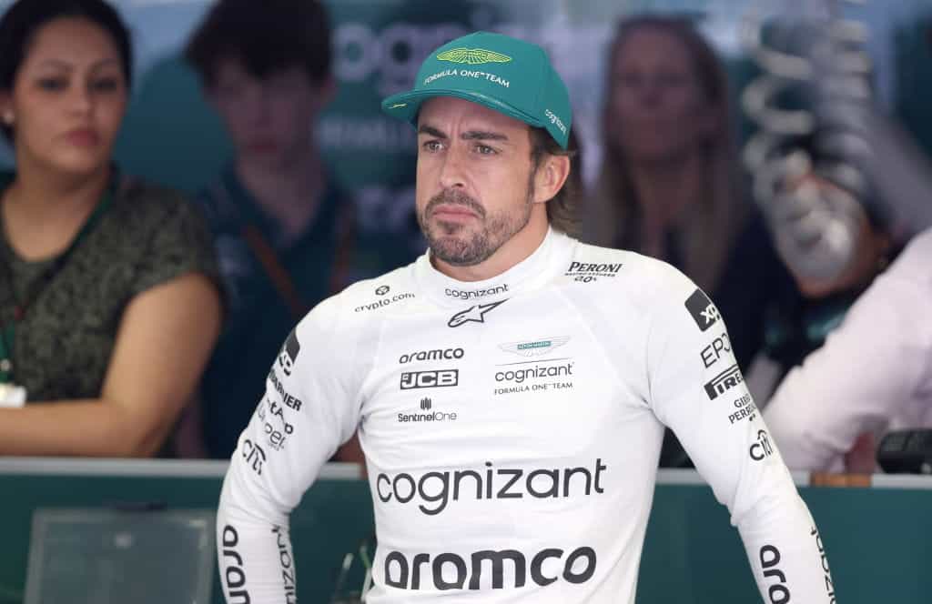 Fernando Alonso di Grand Prix Bahrain 2023.