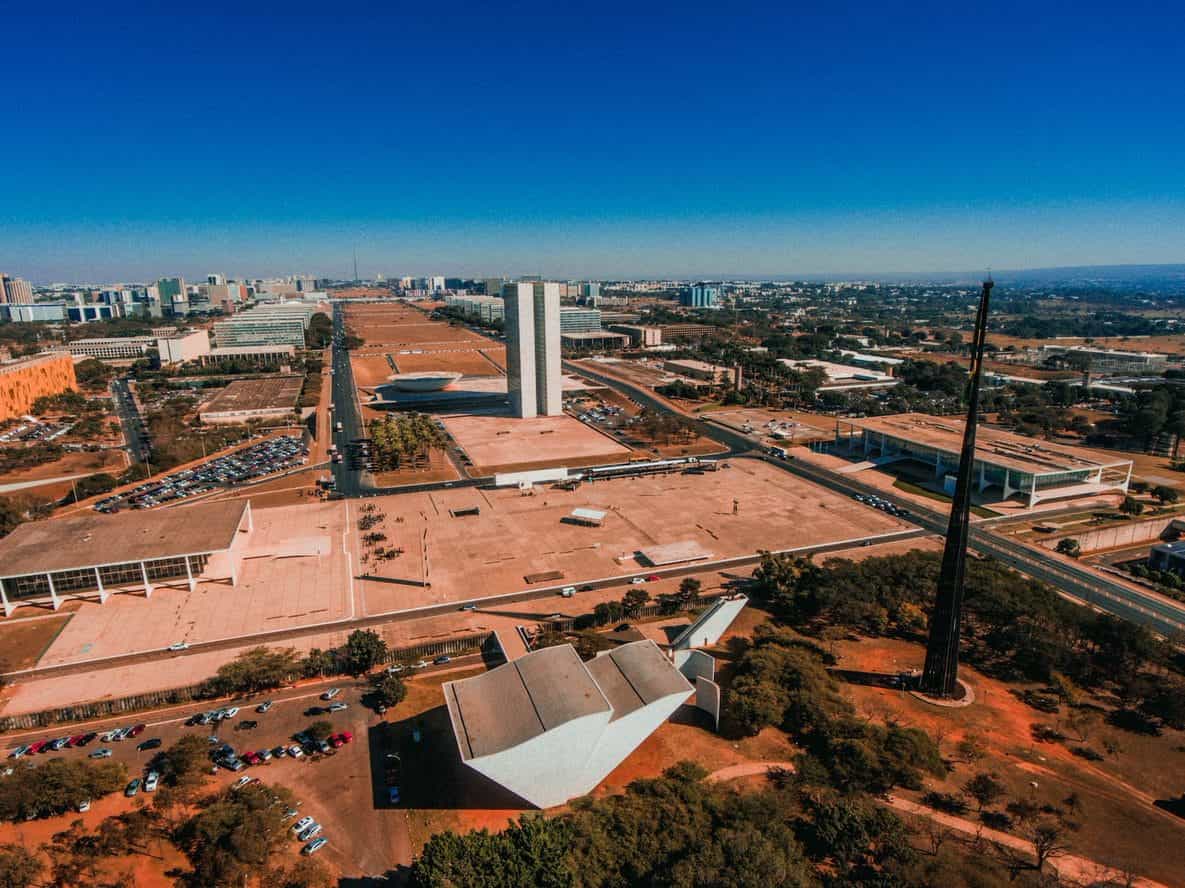 Bidikan overhead dari Brasilia, ibu kota federal Brasil.