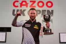 Danny Noppert poses with his 2022 UK Open trophy.