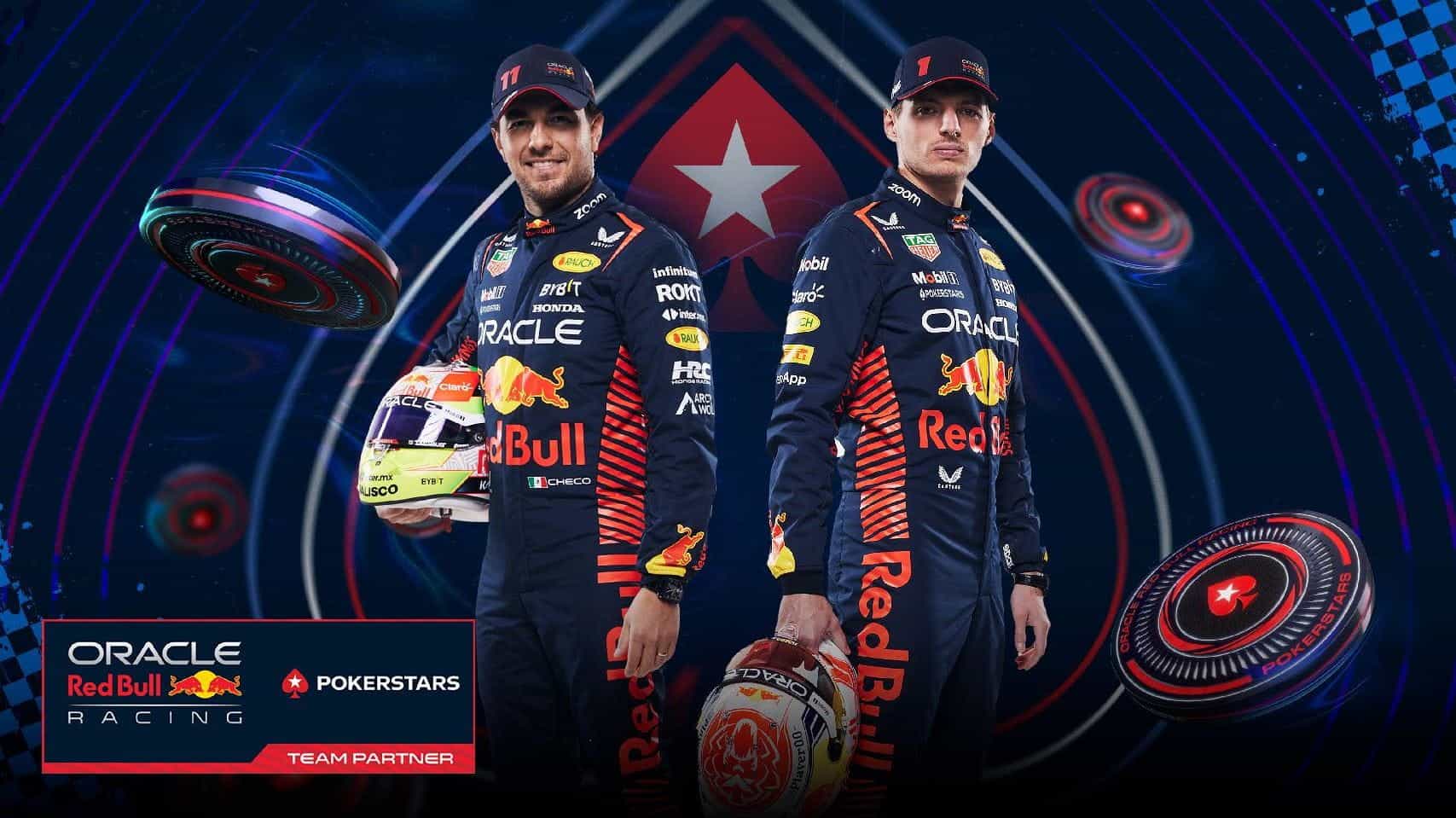 Max Verstappen dan Sergio Perez, poster promosi Red Bull 2023.