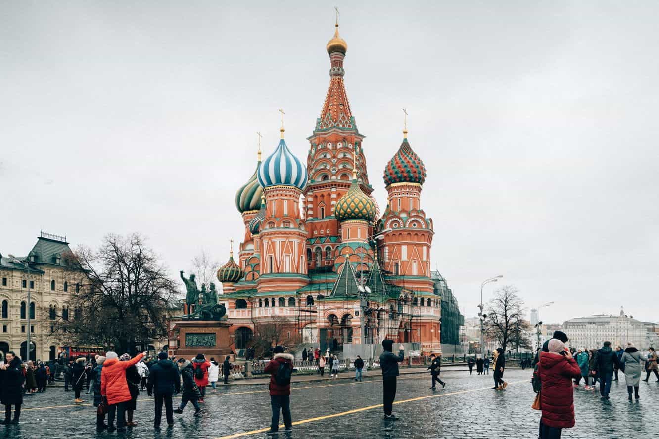 A street in Moscow on an overcast day