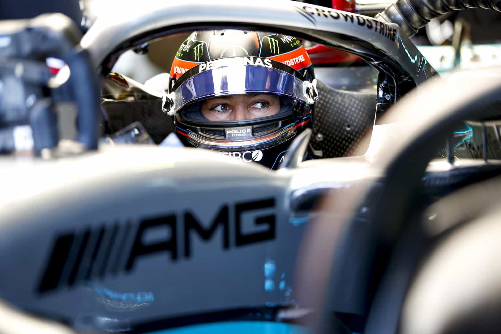 George Russell pulls into the pits during the 2022 Australian Grand Prix.
