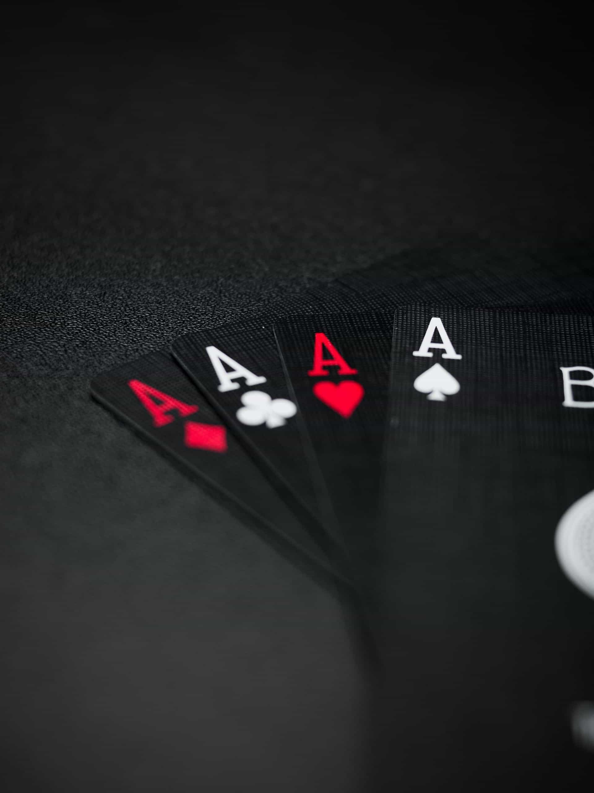 4 aces in a hand of cards.