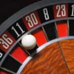 A roulette wheel in a casino.