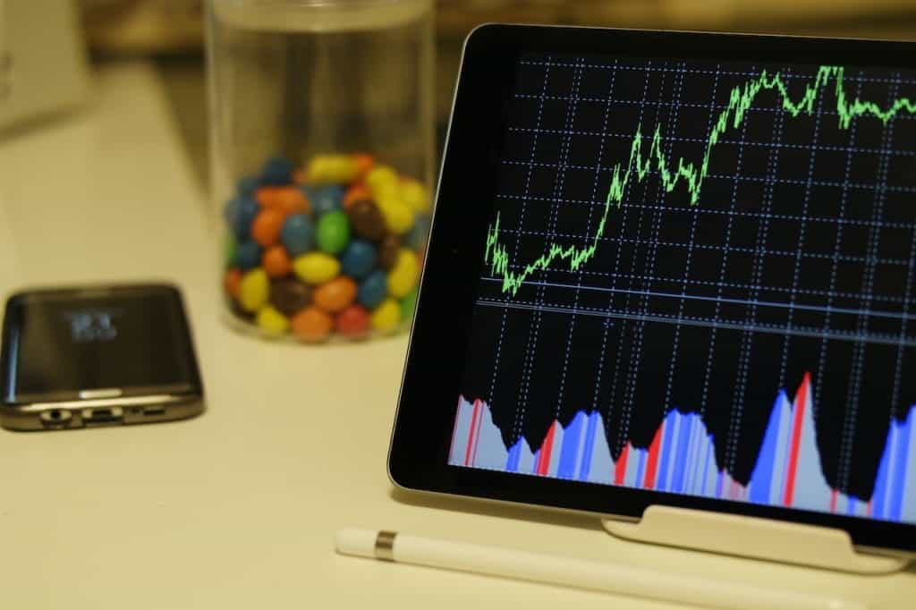 White Android Tablet Turned on Displaying a Graph.