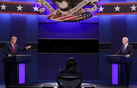 President Donald Trump and Democratic presidential nominee Joe Biden participate in the final 2022 presidential debate.