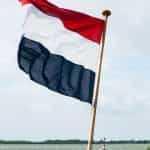 Dutch flag waving in the wind.