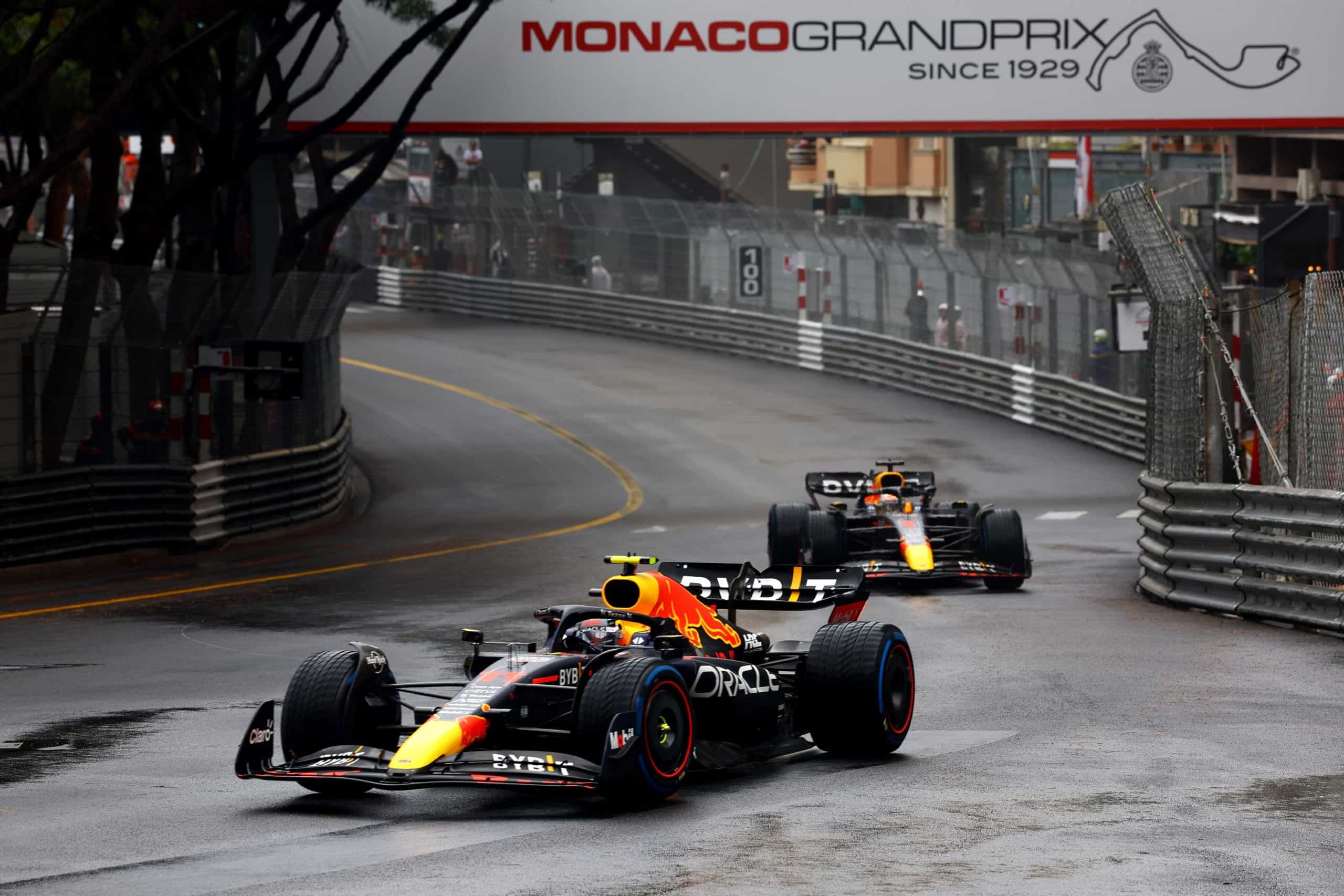 Sergio Perez leads Max Verstappen during the 2022 Grand Prix of Monaco.