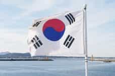 Korea flag on the sea.