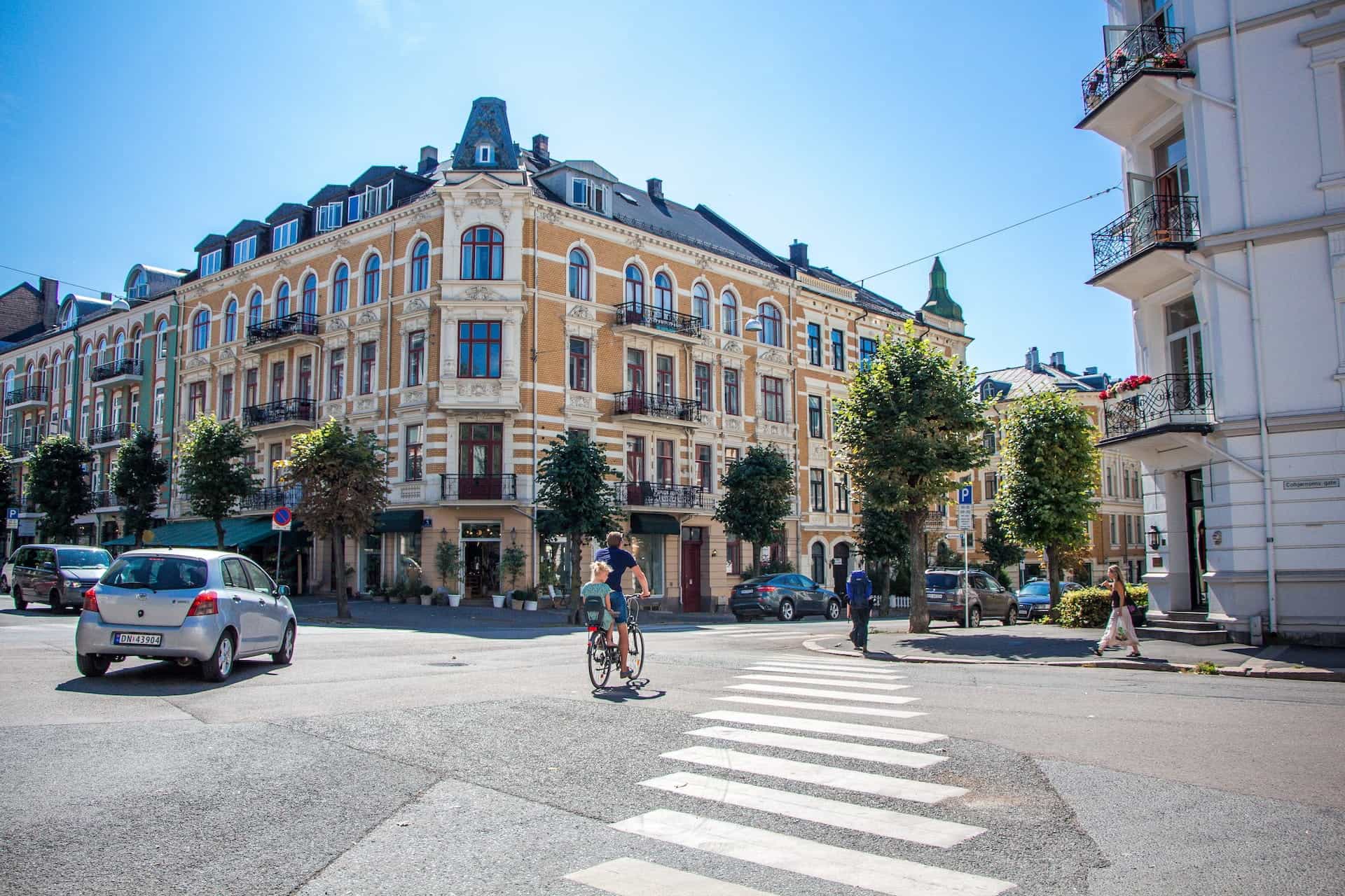 The streets of Norway on a sunny day.