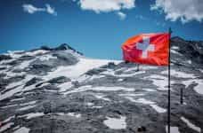 The flag of Switzerland.