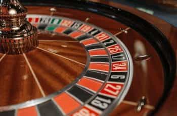 A roulette wheel in a casino.