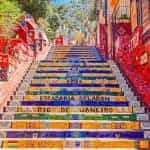 A colorful set of stairs outside in Rio de Janeiro, Brazil.