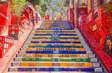 A colorful set of stairs outside in Rio de Janeiro, Brazil.
