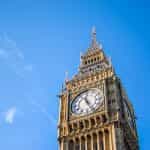 Big Ben clock tower in London.