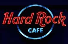 The world-famous and instantly recognizable neon sign for the Hard Rock Café.