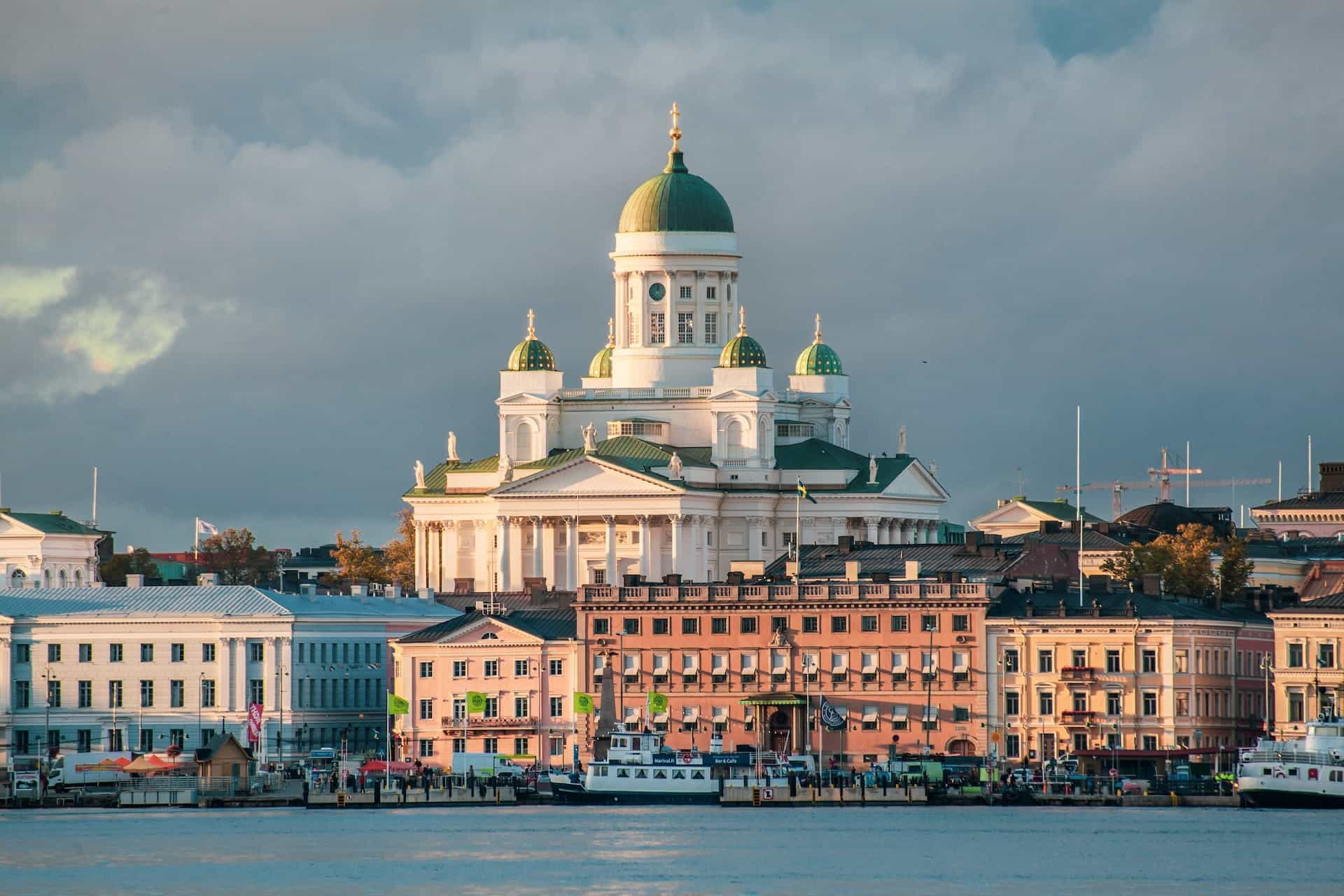 Helsinki Cathedral in Autumn Sunset.