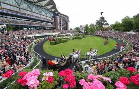 The Royal Party arriving at Royal Ascot’s parade ring.