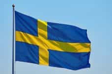 The flag of Sweden in the Nordic wind.