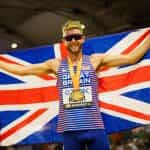 Josh Kerr of Great Britain following the Men’s 1500-meter final during day five of the World Athletics.
