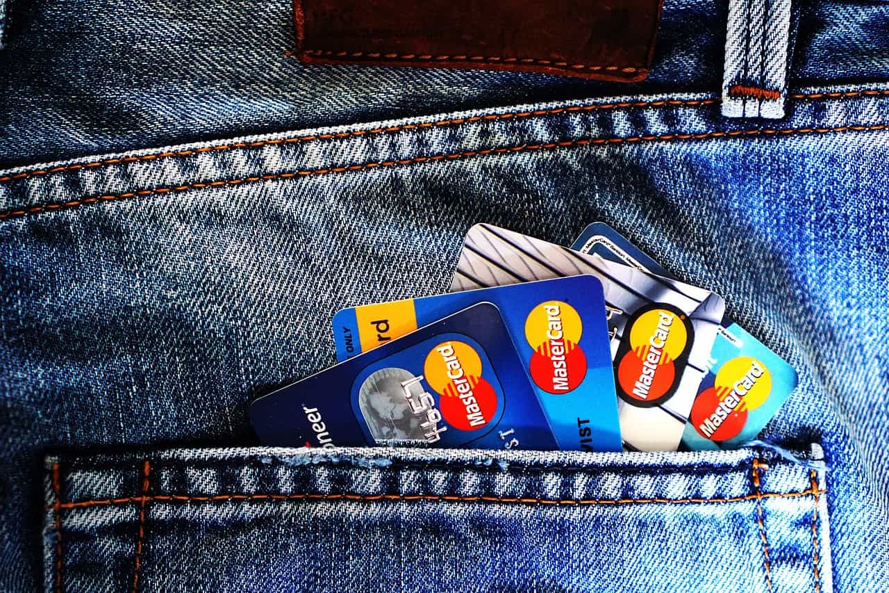 Credit cards in a pocket.