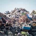 Piles of trash at a dump.