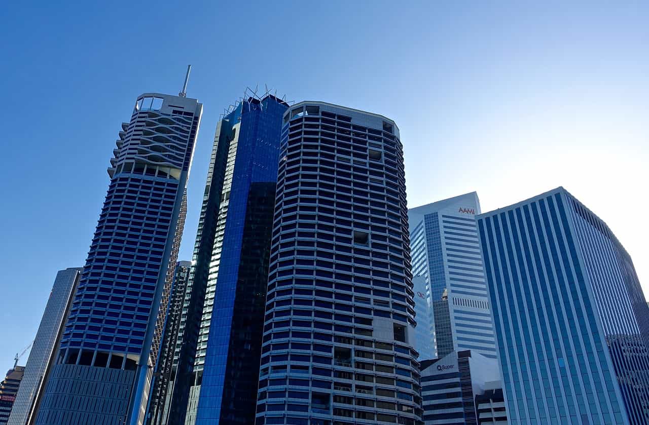 Brisbane City skyline.