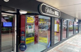 A William Hill betting shop window.