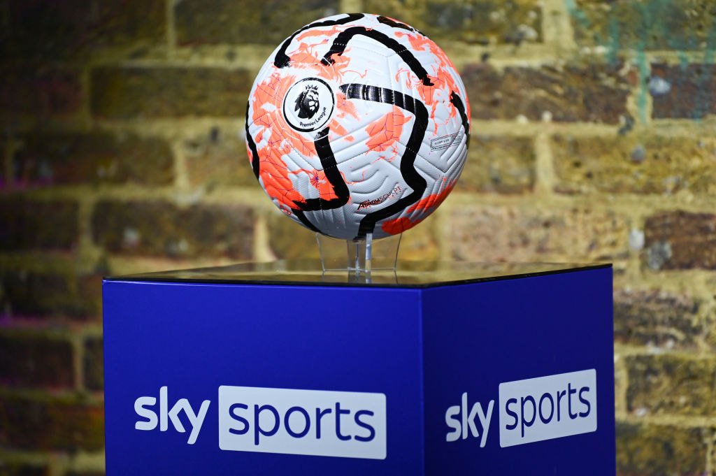 A general view of a football during the Sky Sports opening night party of the 23/24 Premier League season.