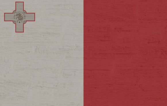 A white and red flag with a symbol in the top left corner.
