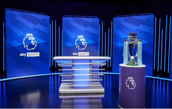 Sky Sports studio used to present 2023 Premier League action.