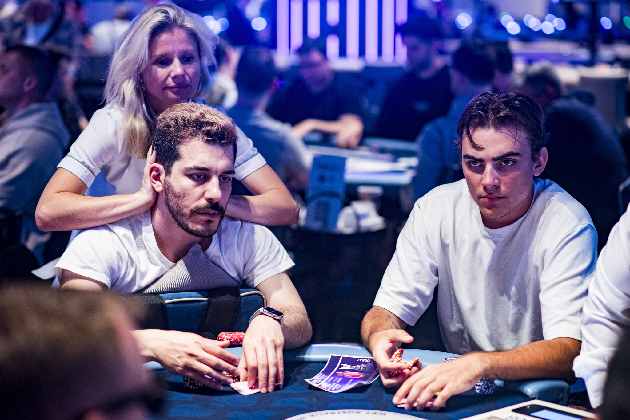Poker players Amin Riyazati and Malcolm Traynor in action.