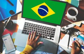Brazilian Flag on a Laptop