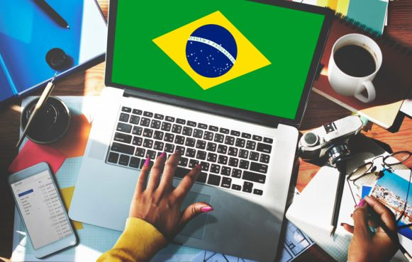Brazilian Flag on a Laptop