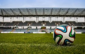 A Football on a Stadium