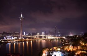 An image showing the Macao skyline at night.