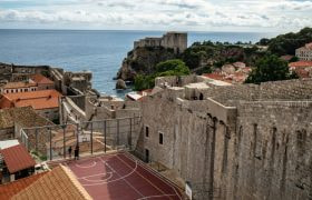 A Basketball Court Near the Sea