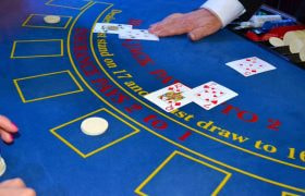 A Blackjack Game Being Played in a Casino