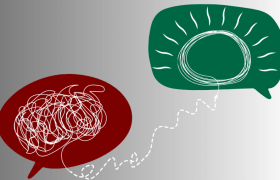 A Drawing of a Brain and a Sun Shining