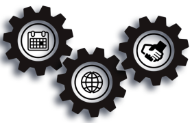 Three Gear Wheels with Illustrations in Them