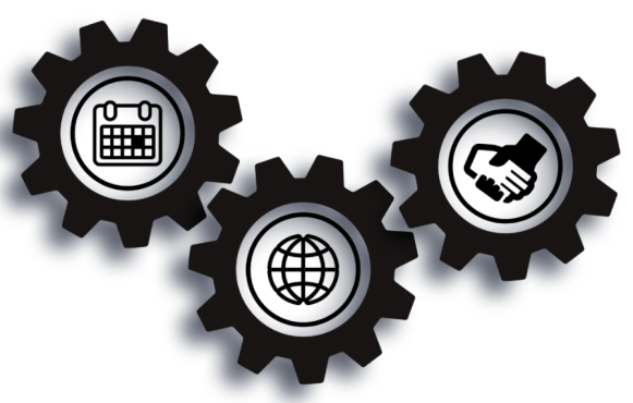 Three Gear Wheels with Illustrations in Them